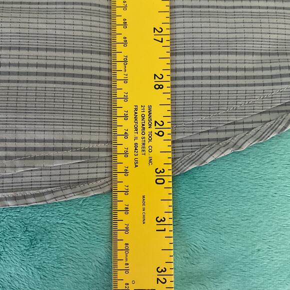 511 Plus Mens Button Up Collared Shirt Grey Plaid with Pockets 2XL lightweight - Picture 8 of 10